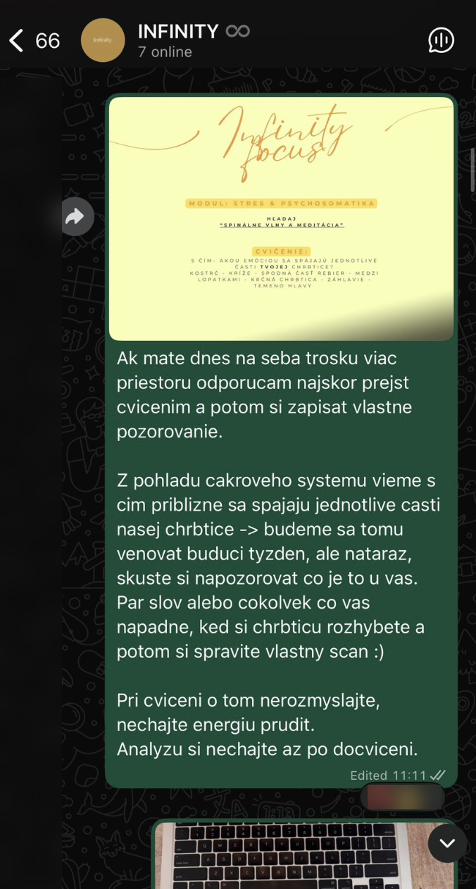 WhatsApp konverzácia — Infinity · týždenný focus