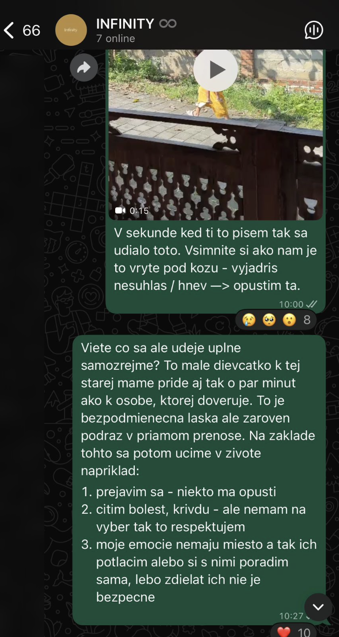 WhatsApp konverzácia — Infinity · emócie