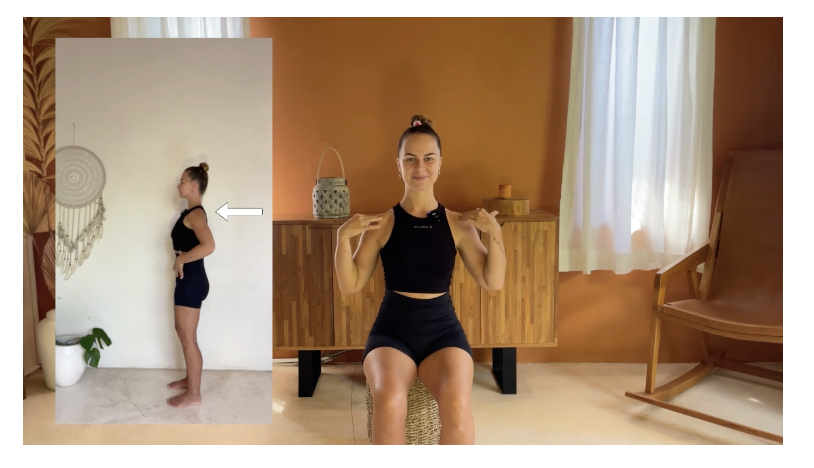 Žena demonštrujúca správnu postúru počas šestonedelia