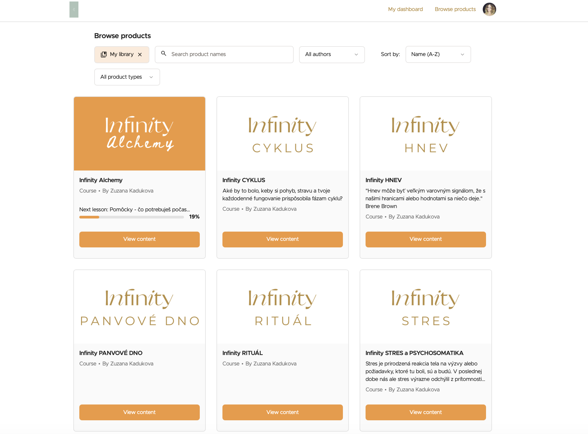 Infinity knižnica — prehľad programov na desktope